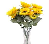 cn-Knight Artificial Sunflower Bouquet 2pcs in Pack 20 Inch High for Home Decor Housewarming Centerpiece Wedding Bridal Bouquet Reception
