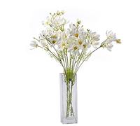 cn-Knight Artificial Wild Flower Cosmos 6pcs Long Stem Coreopsis for Wedding Bridal DIY Bouquet Home Décor Centerpieces(White)