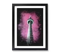 Cn Tower In Toronto Canada Abstract Paint Splash Modern Framed Print | A2 Black Framed Wall Art | Ready to Hang | Abstract Cityscape Picture | Living Room Bedroom Lounge Office