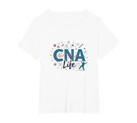 CNA Life: Heartbeat of Healthcare Heroes T-Shirt, Women's Plus, White, 2X
