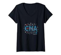 CNA Life: Heartbeat of Healthcare Heroes V-Neck T-Shirt, Women, Black, XL