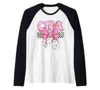 CNA Nurse Pink Floral Stethoscope Bow Coquette Nurse Women Raglan Baseball Tee