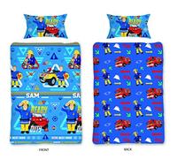 CnA Stores Fireman Sam Firefighter Single Duvet Cover Set Children's Blue Bedding