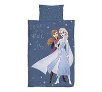 CnA Stores Frozen Single Duvet Cover Set 100% COTTON, Disney Characters Elsa & Anna, With Matching Pillowcase, 2 Sided Reversible Bedding (Blue) (FRZN 1)