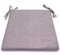 CnA Stores - Grey Set of 4 Kitchen Dining Garden Chair Cushion Seat Pads With Ties and Zipped Removable Covers (Hensley GREY)