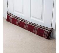 CnA Stores Luxury Woven Tartan Check Draught/Draft Excluders With Zipped Removable Covers (Red/Wine)