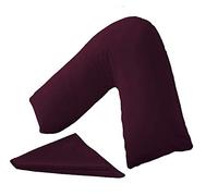 CnA Stores Orthopaedic V-Shaped Pillow Extra Cushioning Support For Head, Neck & Back (Aubergine, V-pillow With Cover)