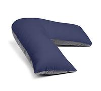 CnA Stores Orthopaedic V-Shaped Pillow Extra Cushioning Support For Head, Neck & Back (NAVY/GREY, V-pillow With 2 Tone Cover)