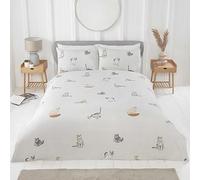 CnA Stores Purrfect Cats King Duvet Cover Bedding set Reversible Soft Easy Care Bedlinen Grey (Grey, KING)