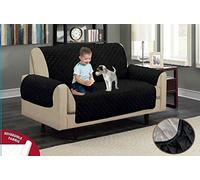 CnA Stores Reversible Quilted Sofa Protector Throw Furniture Protector Cover Water Repellent (Black And Grey, 3 Seater (68'' x 70''))