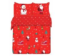 CnA Stores Santa’s Christmas Mix Single Xmas Red Festive Duvet Cover Bedding Set with Pillowcase