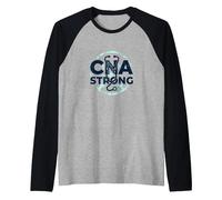 CNA Strong: Inspiring Nurse Assistant Appreciation Raglan Baseball Tee, Men, Black/Athletic Heather, XL