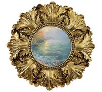 CNAFGBGG 1PC Gold Picture Frames European Style Round Resin Antique Picture Frames with Beaded Border, Exquisite Picture Frames for Tabletop, Home Decor, Wedding, Graduation