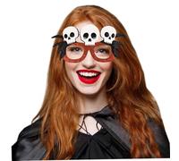 CNAFGBGG 1PC Halloween Sunglasses, Glitter Skull Glasses Frames with Flexible Leg Halloween Party Favors for Cosplay and Photo Props, White
