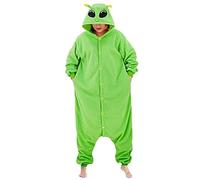 CNAFGBGG 1PC Onesie Adult One-piece Cute Cartoon Alien Costume Breathable Warm Onesie Pajamas with Button Toothless Onesie for Women Men Halloween S