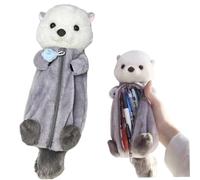 CNAFGBGG 1PC Otter Pencil Case, Large Capacity Otter Pencil Pouch Cute 3D Animal Pencil Case, Soft Plush Pencil Case, Zipper Pen Bag for Office College School Supplies