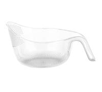 CNAFGBGG 1PC Rice Strainer 9x5 Inch BPA-Free Plastic Rice Washer with Fine Holes and Ergonomical Handle Multifunctional Fruit Washing Bowl for Cleaning Fruits, Vegetables Transparent