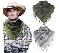 CNAFGBGG 2PCS Keffiyeh Scarf, 43x43 Inch Breathable Cotton Desert Scarf, Thickened Arab Style Neck Head Scarves Wrap for Men Women.