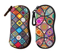 CNAFGBGG 2PCS Sunglasses Case, Waterproof Soft Eyeglass Case with Belt Clip, Ultra Light Vintage Travel Sunglasses Organizer with Zipper for Womens.