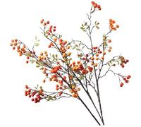 CNAFGBGG 3PCS/Set Red Berry Stems, 27.6 Inch Soft Glue Holly Berry Stems, Decorative Berry Stems with Low Maintenance for Table Centerpiece Vase Home Wedding Holiday