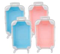 CNAFGBGG 4PCS Mini Suitcase Party Favor Box, 2 Colors Plastic Mini Suitcase Gift Box with Rolling Wheel, 2.8x1.4x4.9 Tiny Luggage for Eyelash Candy Jewelry Makeup..