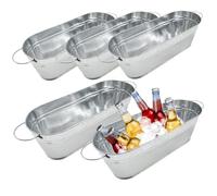 CNAFGBGG 5Pcs Galvanised Planter Durable Trough Planters Outdoor Metal Planter with Handles Garden Planters Raised Planters Metal Plant Pots for Herb Flower Planter 11.4x3.9x3.2
