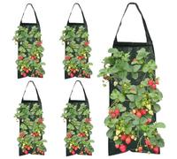 CNAFGBGG 5PCS Hanging Strawberry Planter, 23.6" 8 Hole Upside down Tomato Planter, Portable Hanging Grow Bags with Handle for Chili Herb Hot Peppers Vegetables.