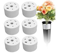 CNAFGBGG 6Pcs Cemetery Vase Inserts 7 Holes Round Plastic Cemetery Flower Holder Flower Stem Holder Reusable 2.2x1.4in Grave Flower Holder for Keeping Bouquets in Place