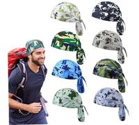 CNAFGBGG 8 Pcs Cycling Cap Sun Protection Cooling Skull Cap Breathable & Sweat Wicking Doo Rags Quick Drying Durags for Men Motorcycle Helmet Liner for Cycling Running Outdoor Activities