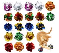 CNAFGBGG Cat Crinkle Balls 20PCS 2.2 Inch Colorful Crinkle Balls Cat Toy with Vibrant Colors No Harm PVC Cat Interactive Toys for Cats and Kittens Swat Bite Hunt Playtime