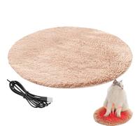 CNAFGBGG Cat Heating Pad Round 15.7 Inch USB Heated Cat Bed with 82.4° F Constant Temperature Waterproof ＆ Scratch-Resistant Winter Pet Heating Pad for Small Pets Light Brown..