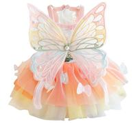CNAFGBGG Dog Dress, Cute Butterfly Dog Princess Dress, Cotton Dog Dresses for Small Dogs Girl, Colorful Pet Clothes with Button for Summer S.