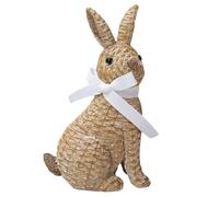 CNAFGBGG Easter Bunny Figurine Cute Realistic Rabbit Figurine Resin Rabbit Decor with Bow Vivid Easter Decorations for Home Garden Yard, Sitting, 4.9x3.2x8.1inch..