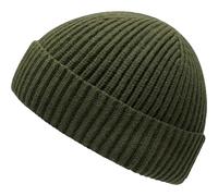 CNAFGBGG Fisherman Beanie Soft Short Fisherman Beanie for Men & Women Warm Knit Beanies Roll Up Edge Watch Cap Cuffed Trawler Hats for Autumn Winter Outdoor Army Green