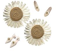 CNAFGBGG Flower Clips for Shoes 2Pcs 3.15in Sunflower Pastoral Flower Shoe Clips for Women Minimalist Removable Raffia Shoe for Sandals, Flats, High Heels