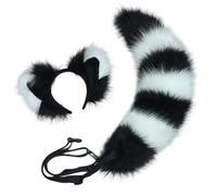 CNAFGBGG Fox Ears and Tail Set, Soft Fluffy Fox Ears Headband & Adjustable Furry Tail, Gothic Punk Accessories for Halloween Party Cosplay Costume, Black..