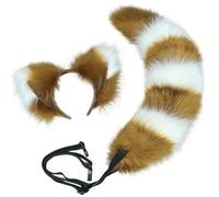 CNAFGBGG Fox Ears and Tail Set, Soft Fluffy Fox Ears Headband & Adjustable Furry Tail, Gothic Punk Accessories for Halloween Party Cosplay Costume, Brown..