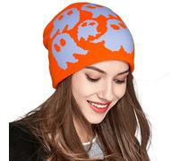 CNAFGBGG Ghost Beanie, Soft Knitted Skull Cap, Orange, One Size.