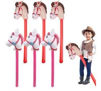 CNAFGBGG Inflatable Stick Horse 6Pcs Colorful Soft & Anti-Leak Plastic Horse Balloon with Edge Sealing Design Baby Toys Balloon Stick for Themed Birthday Party Supplies.
