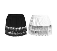 CNAFGBGG Lace Shirt Extender Layering Fake Top Lower Sweep Mini Half Length Skirt 2PCS..
