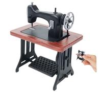 CNAFGBGG Miniature Sewing Machine 1:24 Scale Toy Sewing Machine Realistic Vintage Dollhouse Furniture Tabletop Room Decor for Kids Toddler Red..