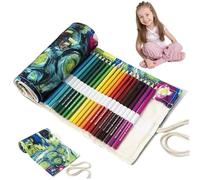 CNAFGBGG Pencil Roll up Case, 72 Slots Colored Pencil Case, Canvas Colored Organizer, Space Saving Holder for School Student Artist