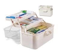 CNAFGBGG Portable First Aid Box Plastic Medication Organizer 3 Layers Tablet Organiser Lockable Storage Box with Handle XL.