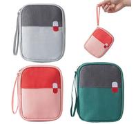 CNAFGBGG Small First Aid Bag, 3PCS Oxford First Aid Pouch with Compartment, Empty Medicine Pouch with Handle, Portable Zippered Medical Bag for Camping Hiking Travel..