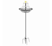 CNAFGBGG Solar Bird Bath Fountain, 10 Inch Bird Bath Bowl with Stake & Solar Power Fountains Cascading Water Feature Garden Yard Decor, Grey.
