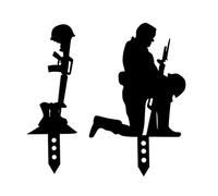 CNAFGBGG Soldier Garden Statues Acrylic Silhouette Sign Fallen Soldier Memorial Decoration 2PCS...
