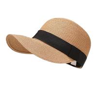 CNAFGBGG Straw Hat for Women Short Brim Average Size Sun Protection Straw Baseball Cap Portable Casual Sun Hat for Beach, Summer, Outdoor