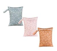 CNAFGBGG Wet Bag 3Pcs 11x14 Floral Pattern Waterproof Wet Dry Bag with Zipper & Loop Portable Multi-Purpose Travel for Diaper, Beach, Pool, Dirty Clothes, Swimsuits.