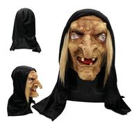 CNAFGBGG Witch Mask Realistic Halloween Mask Full Head Latex Scary Halloween Old Woman Face Ornament Masks for Adults Party Dressing up Decoration.