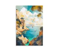 CNAHEIZ Balearic Islands Spain Vintage Watercolor Canvas Wall Art